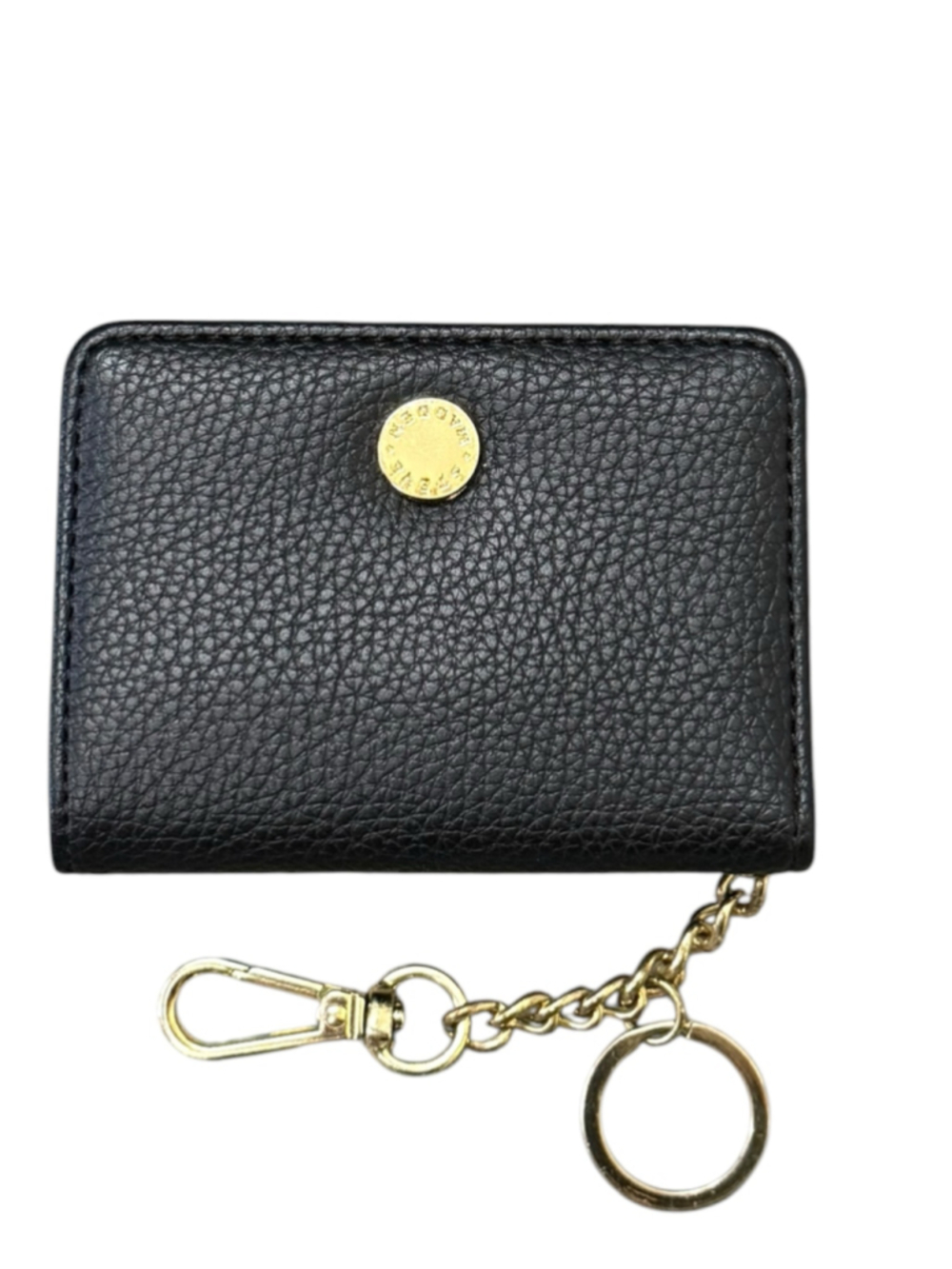 Women's Steve Madden Black Gold Key Ring & Card Holder Faux Leather